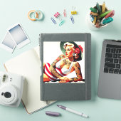 Retro Tattooed Swimsuit Button-up Aufkleber (iPad Hülle)