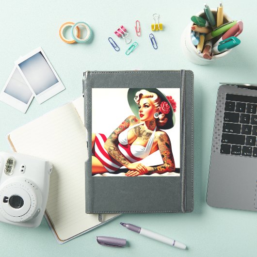 Retro Tattooed Swimsuit Button-up Aufkleber (iPad Hülle)