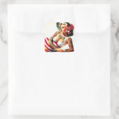 Retro Tattooed Swimsuit Button-up Quadratischer Aufkleber (Tasche)