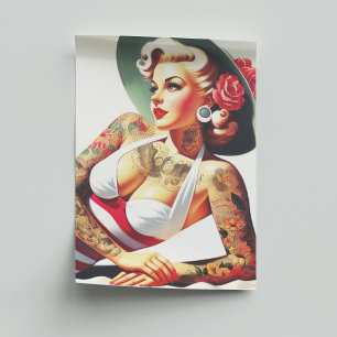 Retro Tattooed Swimsuit Button-up Seidenpapier