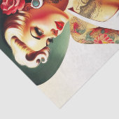 Retro Tattooed Swimsuit Button-up Seidenpapier (Ausschnitt)