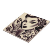 Retro Tattooot Button hoch Fliese (Seite)