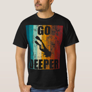 Retro-Tauchen Gehen Sie tiefer Taucher Ozean-Abent T-Shirt