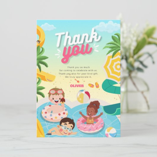 Retro tauchen in 5. Geburtstag Dankeskarte (Stehend Vorderseite)