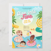 Retro tauchen in 5. Geburtstag Einladung (Vorderseite)