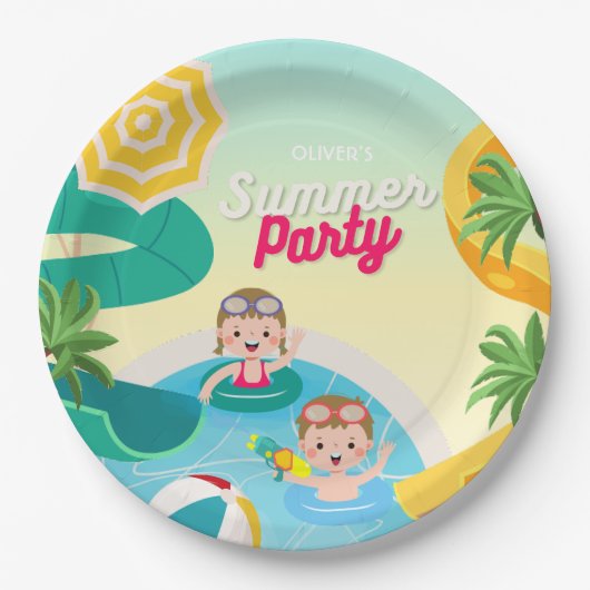 Retro tauchen in 5. Geburtstag Pappteller (Vorderseite)