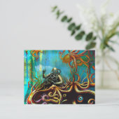 Retro-Taucher mit einem Anzug aus Metall Postkarte (Stehend Vorderseite)