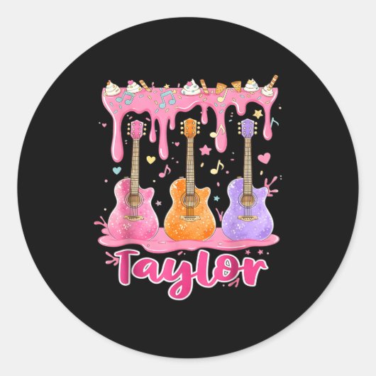 Retro Taylor Ice Cream Dripng Groovy 80's Women Me Runder Aufkleber (Vorderseite)