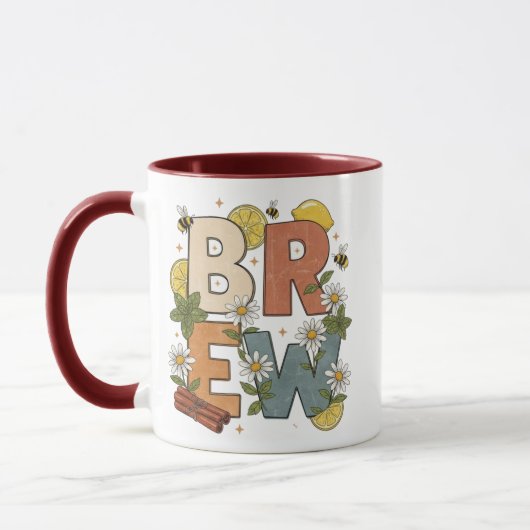 Retro Tea Brew Herb Design Tasse (Links)