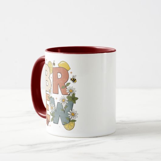 Retro Tea Brew Herb Design Tasse (Vorderseite Links)