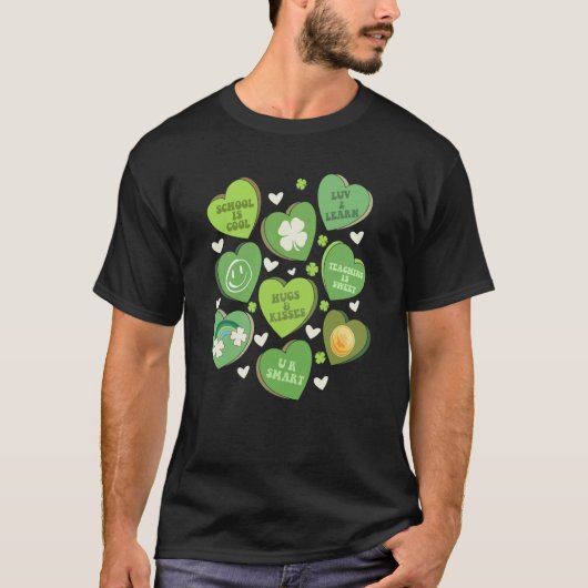 Retro Teach Conversation Hearts School St Patricks T-Shirt (Vorderseite)