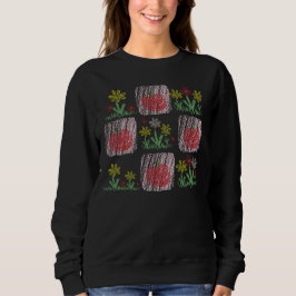 Retro Teacher Chalkboard Grid Apple und Blume Sweatshirt