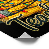 Retro Teacher Christmas, Funny Coquette Bow Gift S Poster (Ecke)