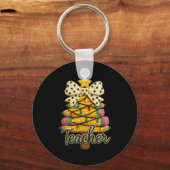 Retro Teacher Christmas, Funny Coquette Bow Gift S Schlüsselanhänger (Vorderseite)