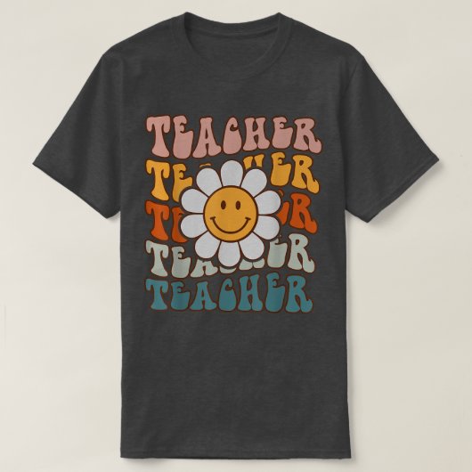 Retro Teacher Daisy farbenfrohe Grundschullehrer T T-Shirt (Design vorne)