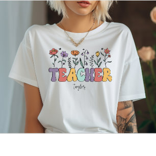 Retro Teacher Floral Wildblume T-Shirt