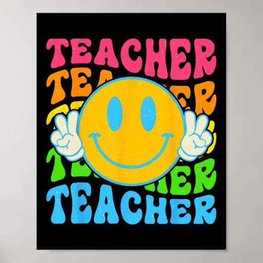 Retro Teacher Happy Smile Face - Grundschule Poster (Vorne)