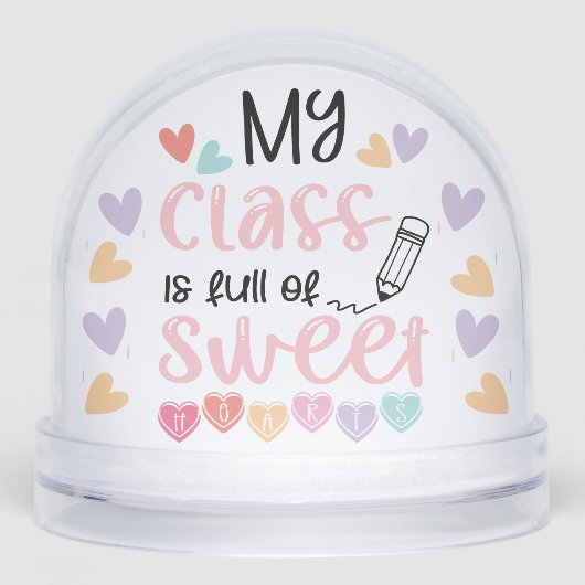 Retro Teacher in Heart Cute Quote Appreciation  Schneekugeln (Vorderseite)
