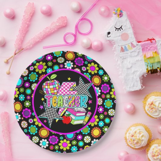 Retro Teacher Paper Plate Pappteller (Party)