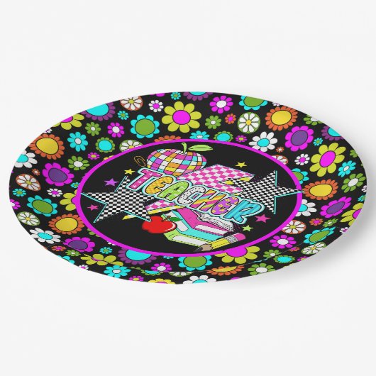 Retro Teacher  Paper Plate Pappteller (Schrägansicht)