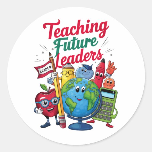 Retro Teacher School Runder Aufkleber (Vorderseite)