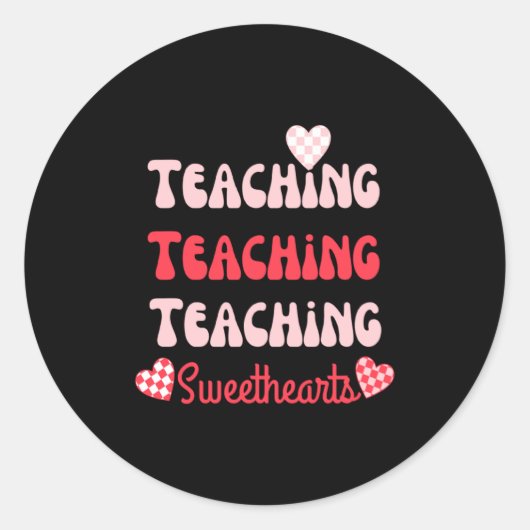 Retro Teacher Valentines Day 2023 Teaching Sweethe Runder Aufkleber (Vorderseite)
