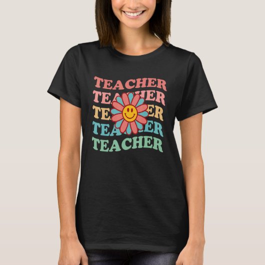 Retro Teachers Inspirational Floral Elementary Sch T-Shirt (Vorderseite)