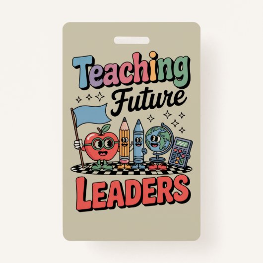 Retro Teaching Future Leaders Groovy Teacher Ausweis (Vorderseite)