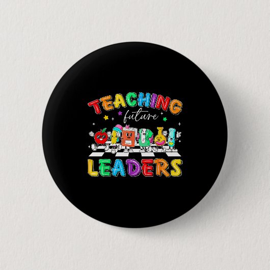 Retro Teaching Future Leaders Groovy Teacher Back  Button (Vorderseite)