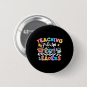 Retro Teaching Future Leaders Groovy Teacher Back Button (Vorne & Hinten)