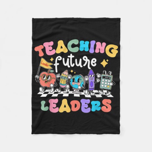 Retro Teaching Future Leaders Groovy Teacher Back Fleecedecke (Vorderseite)