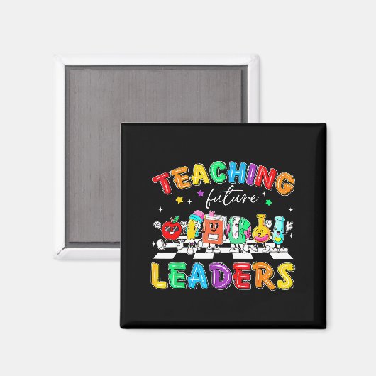 Retro Teaching Future Leaders Groovy Teacher Back  Magnet (Vorderseite/Rückseite)