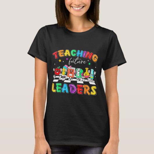 Retro Teaching Future Leaders Groovy Teacher Back T-Shirt (Vorderseite)