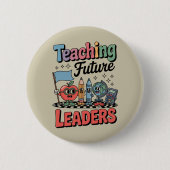 Retro Teaching Future Leaders Groovy Teacher Button (Vorderseite)