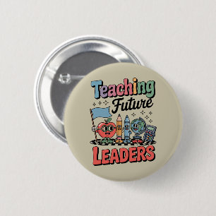 Retro Teaching Future Leaders Groovy Teacher Button