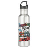 Retro Teaching Future Leaders Groovy Teacher Edelstahlflasche (Vorderseite)