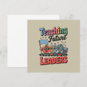 Retro Teaching Future Leaders Groovy Teacher Einladung (Vorne/Hinten)