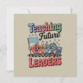 Retro Teaching Future Leaders Groovy Teacher Einladung (Vorderseite)