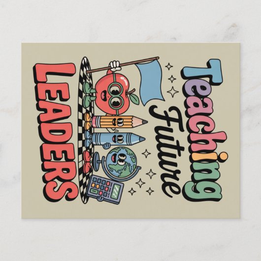 Retro Teaching Future Leaders Groovy Teacher Flyer (Vorne)