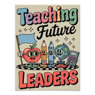 Retro Teaching Future Leaders Groovy Teacher Fotodruck