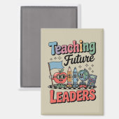 Retro Teaching Future Leaders Groovy Teacher Magnet (Vorderseite/Rückseite)