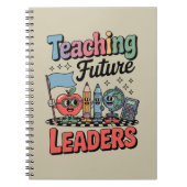 Retro Teaching Future Leaders Groovy Teacher Notizblock (Vorderseite)