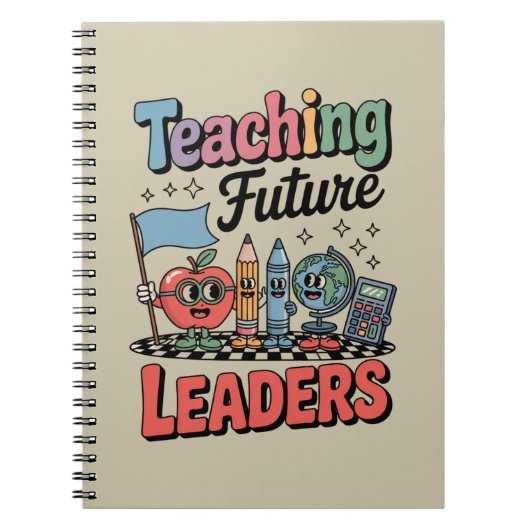 Retro Teaching Future Leaders Groovy Teacher Notizblock (Vorderseite)