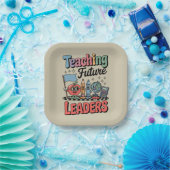 Retro Teaching Future Leaders Groovy Teacher Pappteller (Party)