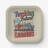 Retro Teaching Future Leaders Groovy Teacher Pappteller (Vorderseite)