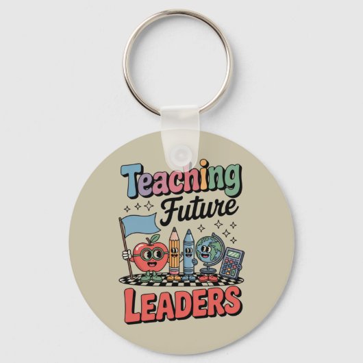 Retro Teaching Future Leaders Groovy Teacher Schlüsselanhänger (Vorderseite)