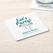 Retro Teal Cocktail Woman's 50th Birthday Party Rechteckiger Pappuntersetzer (angewinkelt)