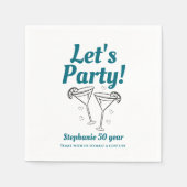 Retro Teal Cocktail Woman's 50th Birthday Party Serviette (Vorderseite)