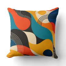 Retro Teal Orange Black Bauhaus Geometric Abstract