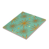 Retro Teal Orange Starburst Pattern Fliese (Seite)